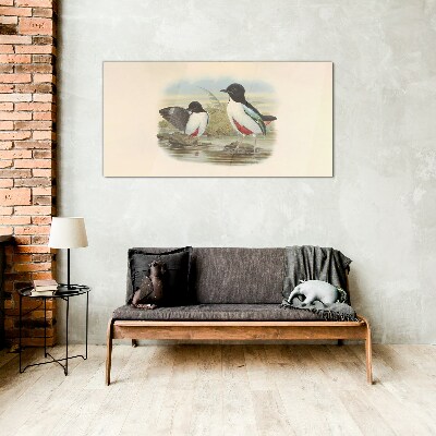 Birds over the water Wall art on glass