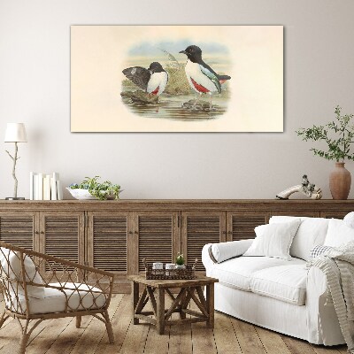 Birds over the water Wall art on glass