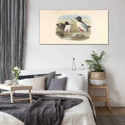 Birds over the water Wall art on glass