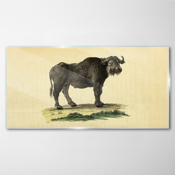 Buffalo on a natural background Wall art on glass