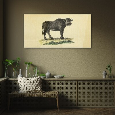 Buffalo on a natural background Wall art on glass