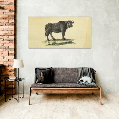 Buffalo on a natural background Wall art on glass