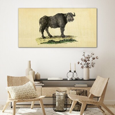 Buffalo animal figure Glass Wall Art