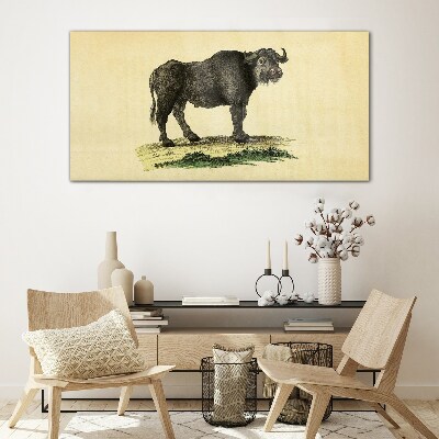 Buffalo on a natural background Wall art on glass