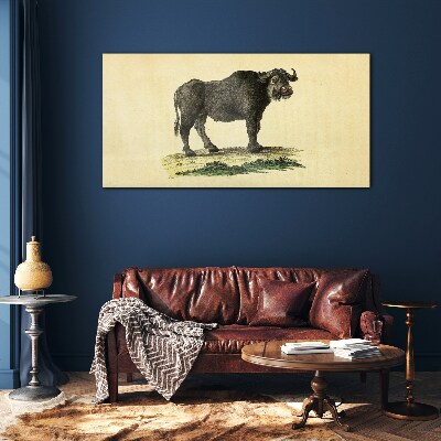 Buffalo on a natural background Wall art on glass