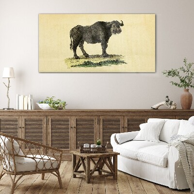 Buffalo animal figure Glass Wall Art