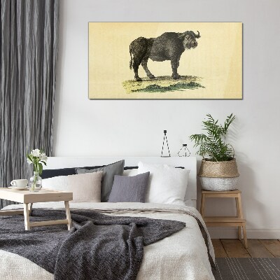 Buffalo on a natural background Wall art on glass