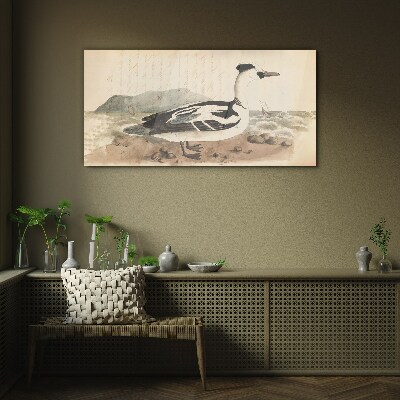 A duck against a seascape Wall art on glass