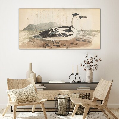 A duck against a seascape Wall art on glass