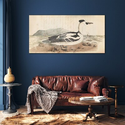 A duck against a seascape Wall art on glass