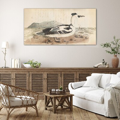 A duck against a seascape Wall art on glass