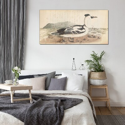 A duck against a seascape Wall art on glass