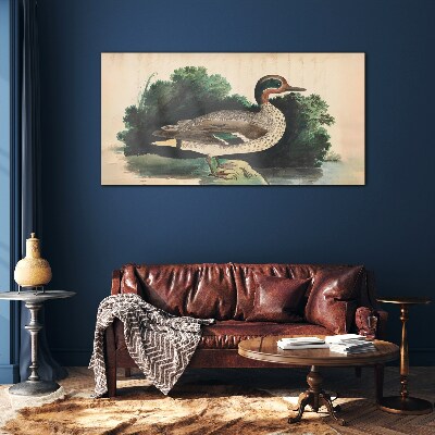 A duck surrounded by greenery Glass art print