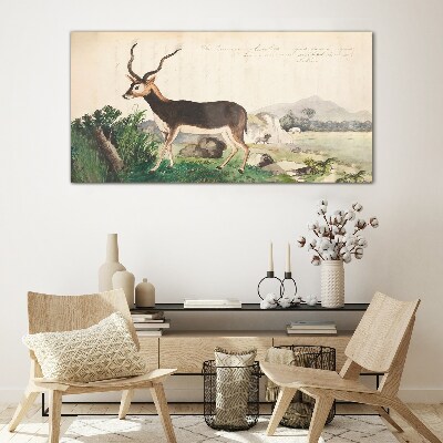 Antelope in the background of the landscape Glass art print