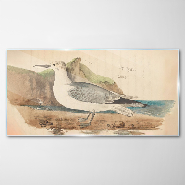 Seabird on the beach Wall art on glass