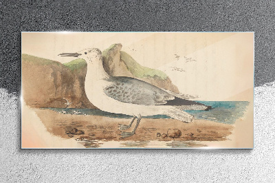 Seabird on the beach Wall art on glass