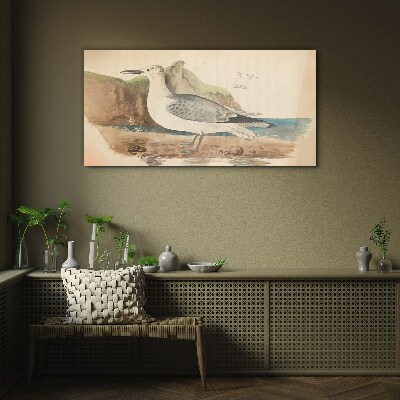 Seabird on the beach Wall art on glass