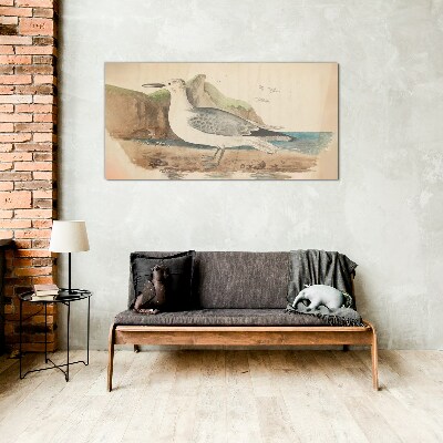 Seabird on the beach Wall art on glass
