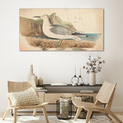 Seabird on the beach Wall art on glass