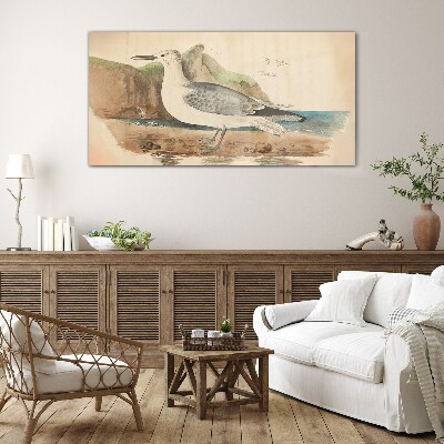 Seabird on the beach Wall art on glass