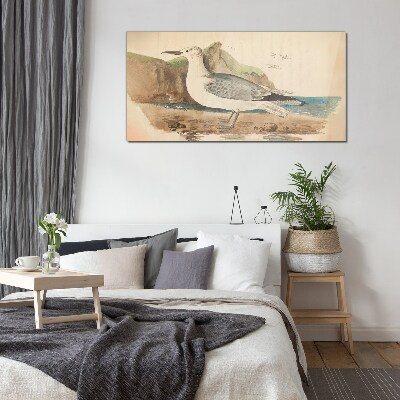 Seabird on the beach Wall art on glass