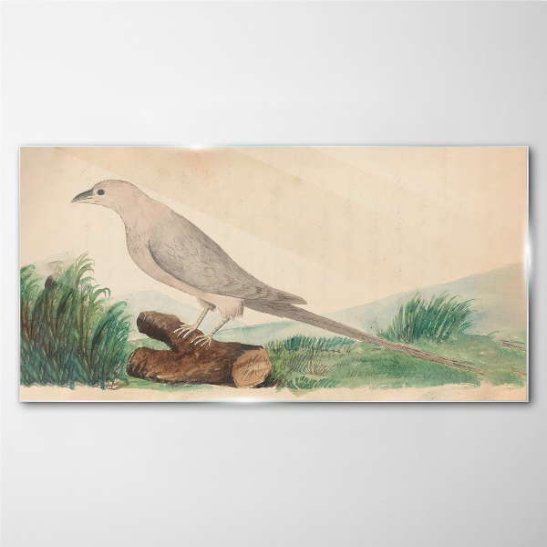 A bird in the background of nature Glass art print