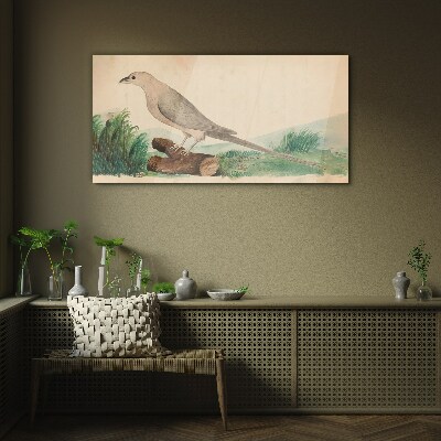 A bird in the background of nature Glass art print