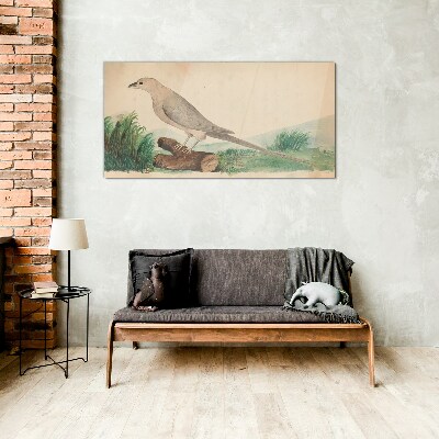 A bird in the background of nature Glass art print