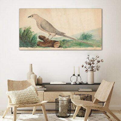 A bird in the background of nature Glass art print
