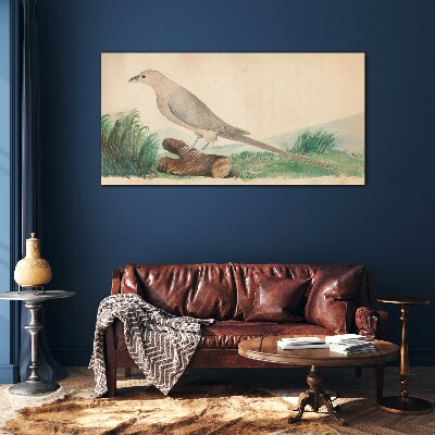 A bird in the background of nature Glass art print