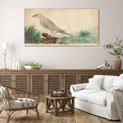 A bird in the background of nature Glass art print