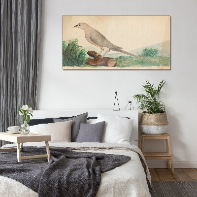 A bird in the background of nature Glass art print
