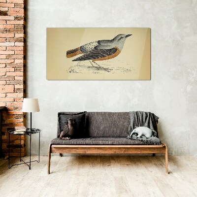 Bird in pastel shades Glass art print