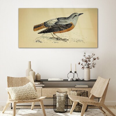 Bird in pastel shades Glass art print