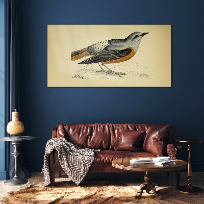 Bird in pastel shades Glass art print