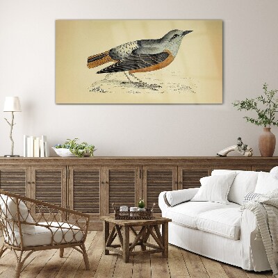 Bird in pastel shades Glass art print