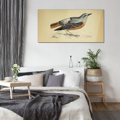 Bird in pastel shades Glass art print