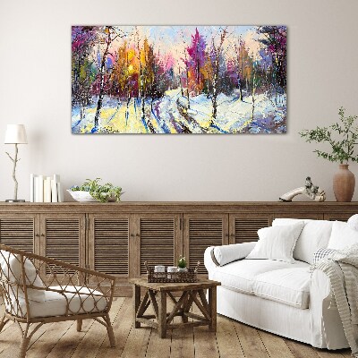 Winter snow forest nature Glass Wall Art