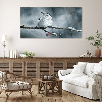 Animal bird winter snow Glass Wall Art