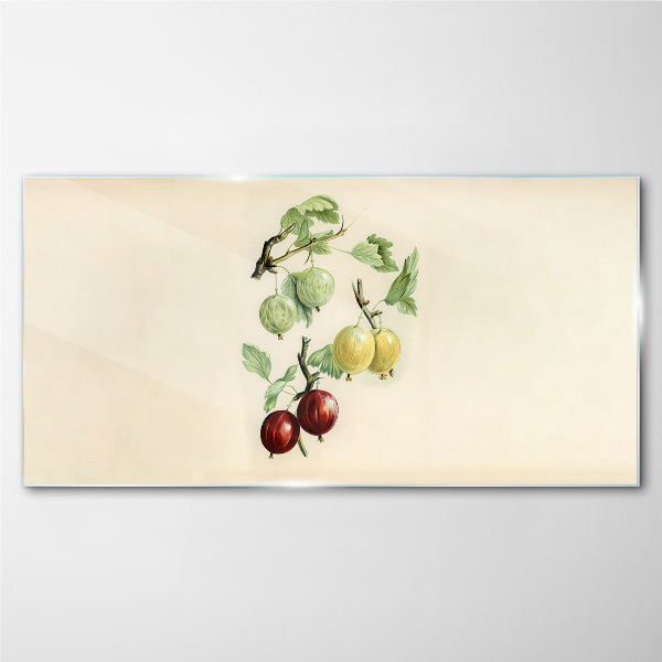 Fruits on a pastel background Glass art print