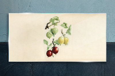 Fruits on a pastel background Glass art print