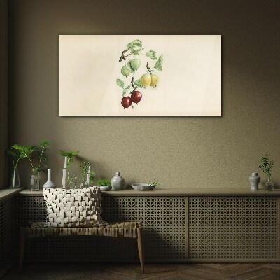 Fruits on a pastel background Glass art print