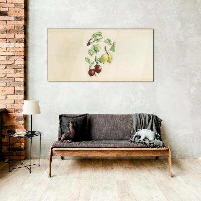 Fruits on a pastel background Glass art print