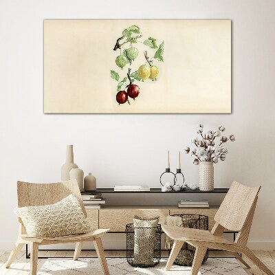 Fruits on a pastel background Glass art print