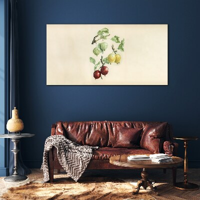 Fruits on a pastel background Glass art print