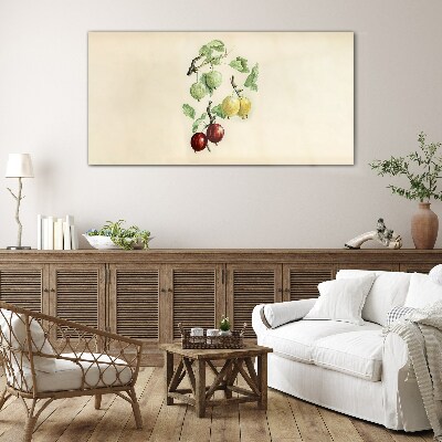 Fruits on a pastel background Glass art print