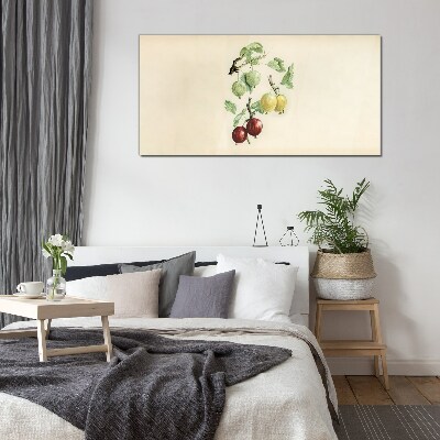 Fruits on a pastel background Glass art print