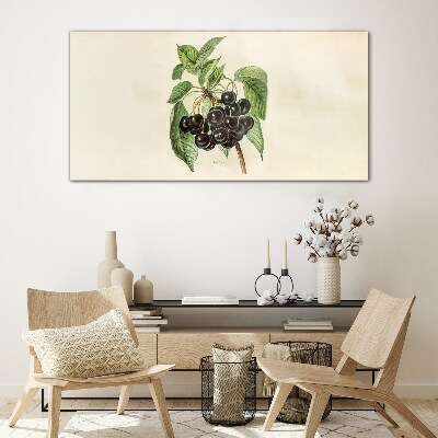 Black fruit on the branch Wall art on glass
