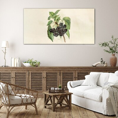 Black fruit on the branch Wall art on glass