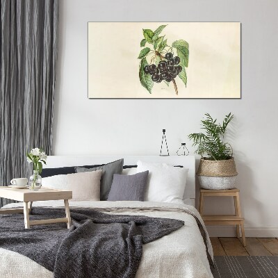 Black fruit on the branch Wall art on glass